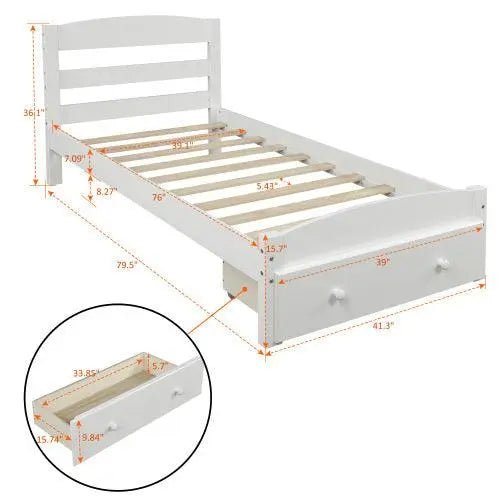 Bellemave® Twin Size Platform Bed with Storage Drawer - Bellemave