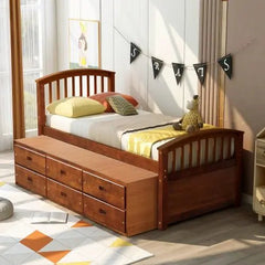 Bellemave® Twin Size Solid Wood Platform Bed with 6 Drawers - Bellemave