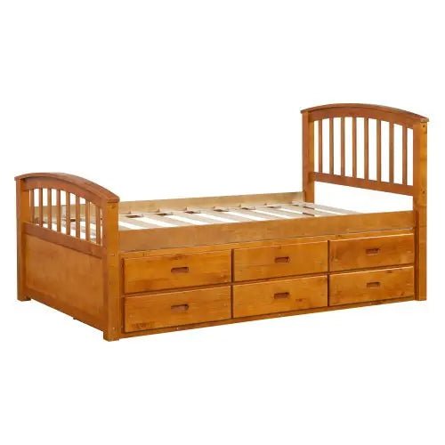 Bellemave® Twin Size Solid Wood Platform Bed with 6 Drawers - Bellemave