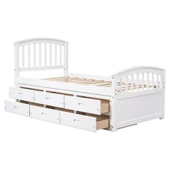 Bellemave® Twin Size Solid Wood Platform Bed with 6 Drawers - Bellemave