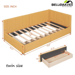 Bellemave® Twin Size Upholstered Daybed with 2 Drawers - Bellemave