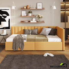 Bellemave® Twin Size Upholstered Daybed with 2 Drawers - Bellemave