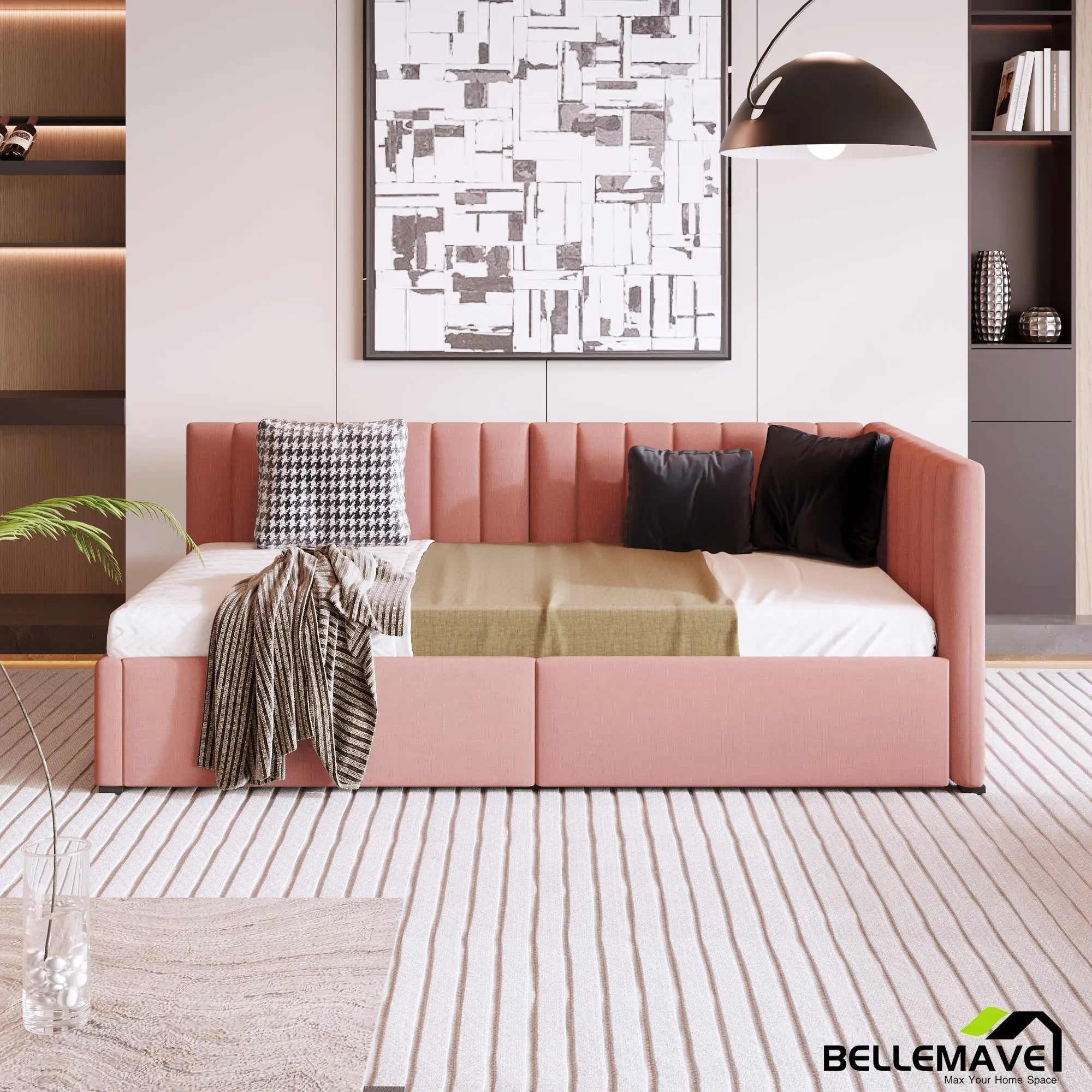 Bellemave® Twin Size Upholstered Daybed with 2 Drawers - Bellemave