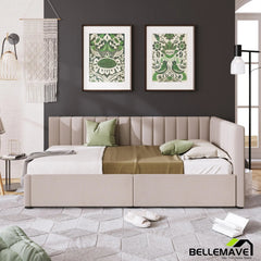 Bellemave® Twin Size Upholstered Daybed with 2 Drawers - Bellemave
