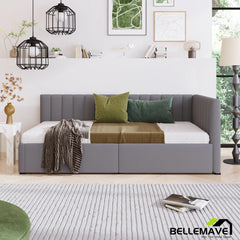 Bellemave® Twin Size Upholstered Daybed with 2 Drawers - Bellemave