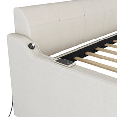 Bellemave® Twin Size Upholstered Daybed with Trundle and USB Charging - Bellemave
