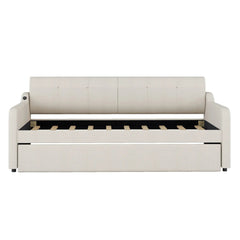 Bellemave® Twin Size Upholstered Daybed with Trundle and USB Charging - Bellemave