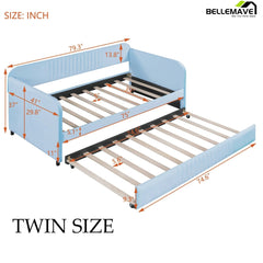 Bellemave® Twin Size Upholstered Daybed with Trundle Bed - Bellemave