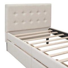 Bellemave® Twin Size Upholstered Platform Bed with 2 Drawers - Bellemave