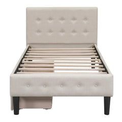 Bellemave® Twin Size Upholstered Platform Bed with 2 Drawers - Bellemave