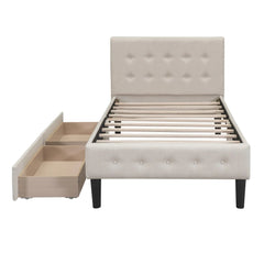 Bellemave® Twin Size Upholstered Platform Bed with 2 Drawers - Bellemave
