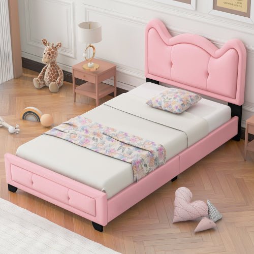 Bellemave Twin Size Upholstered Platform Bed with Carton Ears Shaped Headboard - Bellemave