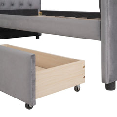 Bellemave® Twin Size Velvet Upholstered Daybed with Drawers - Bellemave