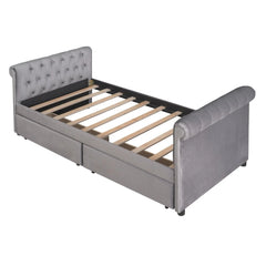 Bellemave® Twin Size Velvet Upholstered Daybed with Drawers - Bellemave