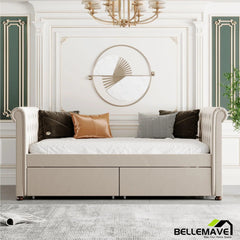 Bellemave® Twin Size Velvet Upholstered Daybed with Drawers - Bellemave