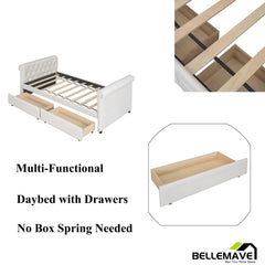Bellemave® Twin Size Velvet Upholstered Daybed with Drawers - Bellemave
