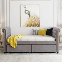 Bellemave® Twin Size Velvet Upholstered Daybed with Drawers - Bellemave
