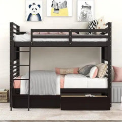 Bellemave® Twin Size Wood Bunk Bed with Two Drawers - Bellemave