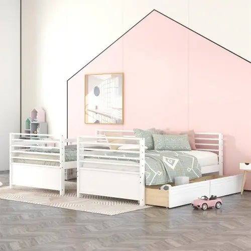 Bellemave® Twin Size Wood Bunk Bed with Two Drawers - Bellemave