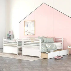 Bellemave® Twin Size Wood Bunk Bed with Two Drawers - Bellemave