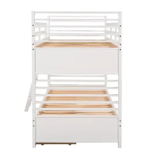 Bellemave® Twin Size Wood Bunk Bed with Two Drawers - Bellemave