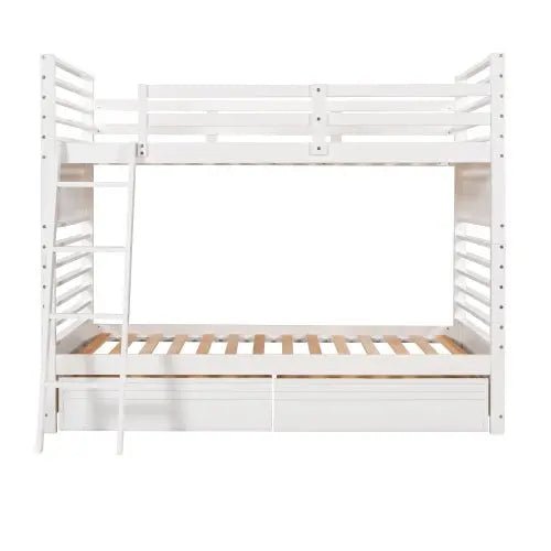 Bellemave® Twin Size Wood Bunk Bed with Two Drawers - Bellemave