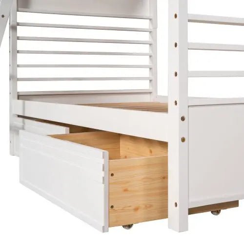 Bellemave® Twin Size Wood Bunk Bed with Two Drawers - Bellemave