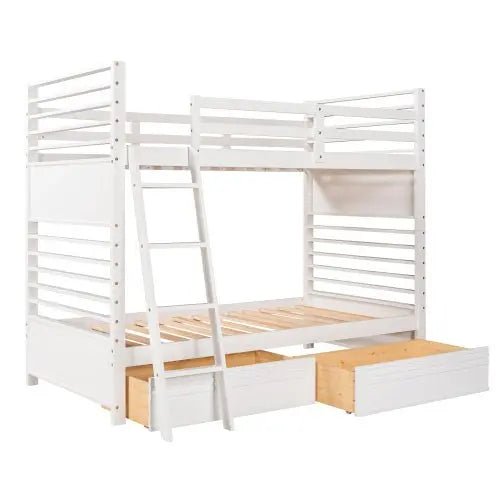 Bellemave® Twin Size Wood Bunk Bed with Two Drawers - Bellemave