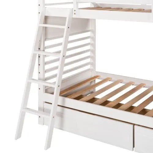 Bellemave® Twin Size Wood Bunk Bed with Two Drawers - Bellemave