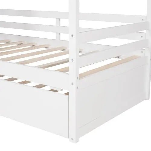 Bellemave® Twin Size Wood House Bed with Trundle Bed - Bellemave