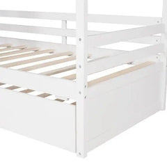 Bellemave® Twin Size Wood House Bed with Trundle Bed - Bellemave