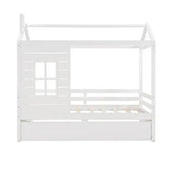 Bellemave® Twin Size Wood House Bed with Trundle Bed - Bellemave