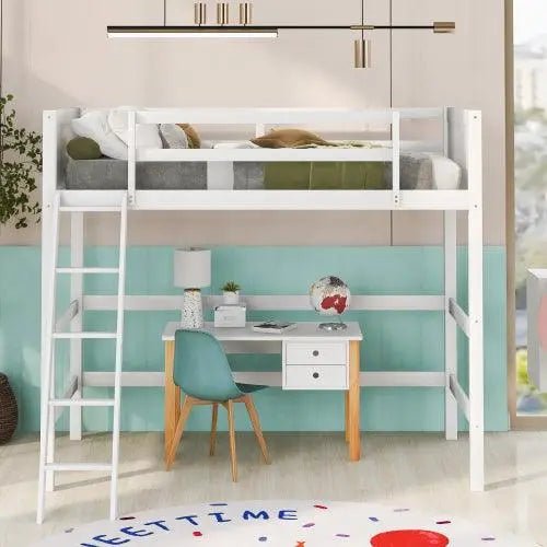 Bellemave® Twin Size Wood Loft Bed with Ladder - Bellemave