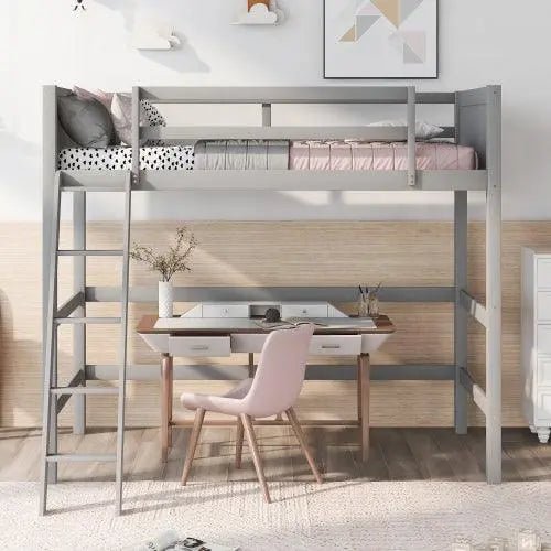 Bellemave® Twin Size Wood Loft Bed with Ladder - Bellemave