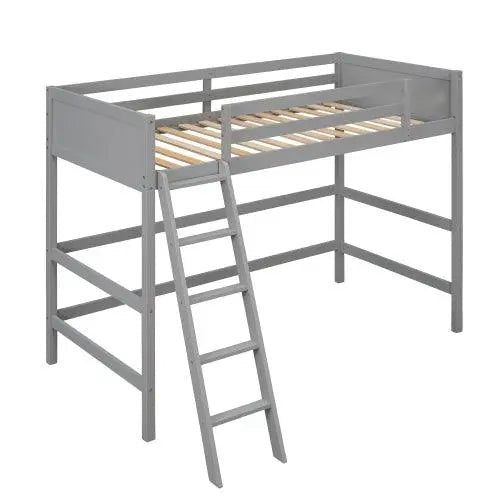 Bellemave® Twin Size Wood Loft Bed with Ladder - Bellemave