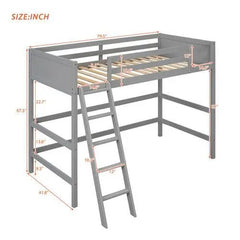 Bellemave® Twin Size Wood Loft Bed with Ladder - Bellemave