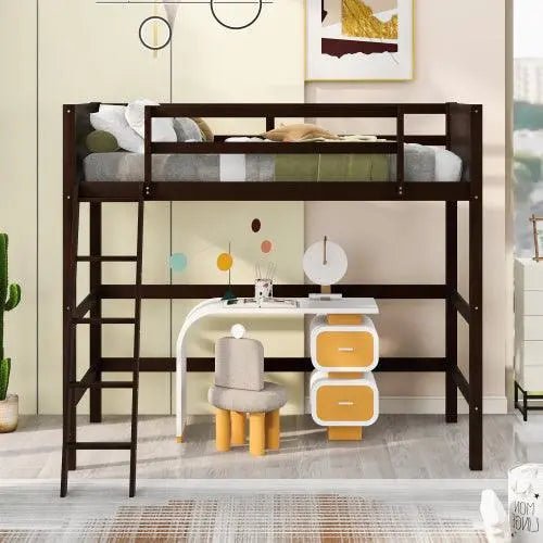 Bellemave® Twin Size Wood Loft Bed with Ladder - Bellemave