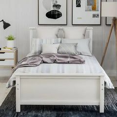 Bellemave® Twin Size Wood Platform Bed with Headboard,Footboard and Wood Slat Support - Bellemave