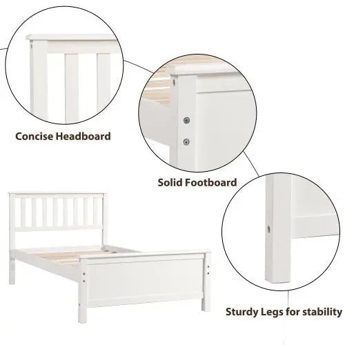 Bellemave® Twin Size Wood Platform Bed with Headboard,Footboard and Wood Slat Support - Bellemave