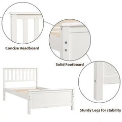 Bellemave® Twin Size Wood Platform Bed with Headboard,Footboard and Wood Slat Support - Bellemave