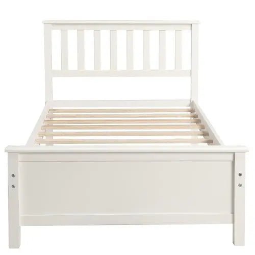 Bellemave® Twin Size Wood Platform Bed with Headboard,Footboard and Wood Slat Support - Bellemave