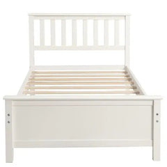 Bellemave® Twin Size Wood Platform Bed with Headboard,Footboard and Wood Slat Support - Bellemave