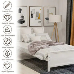 Bellemave® Twin Size Wood Platform Bed with Headboard,Footboard and Wood Slat Support - Bellemave
