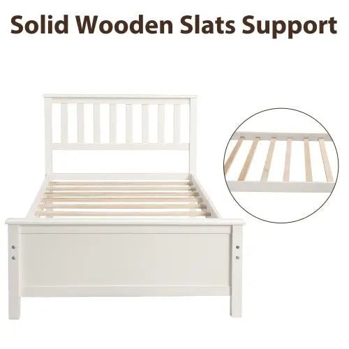 Bellemave® Twin Size Wood Platform Bed with Headboard,Footboard and Wood Slat Support - Bellemave