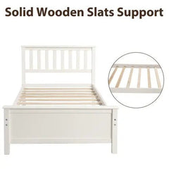 Bellemave® Twin Size Wood Platform Bed with Headboard,Footboard and Wood Slat Support - Bellemave