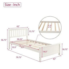 Bellemave® Twin Size Wood Platform Bed with Headboard,Footboard and Wood Slat Support - Bellemave