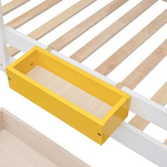Bellemave® Twin Size Wooden Bunk Bed with Ladder and 2 Drawers - Bellemave