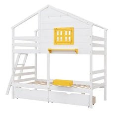 Bellemave® Twin Size Wooden Bunk Bed with Ladder and 2 Drawers - Bellemave