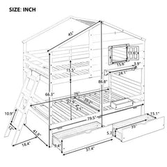 Bellemave® Twin Size Wooden Bunk Bed with Ladder and 2 Drawers - Bellemave