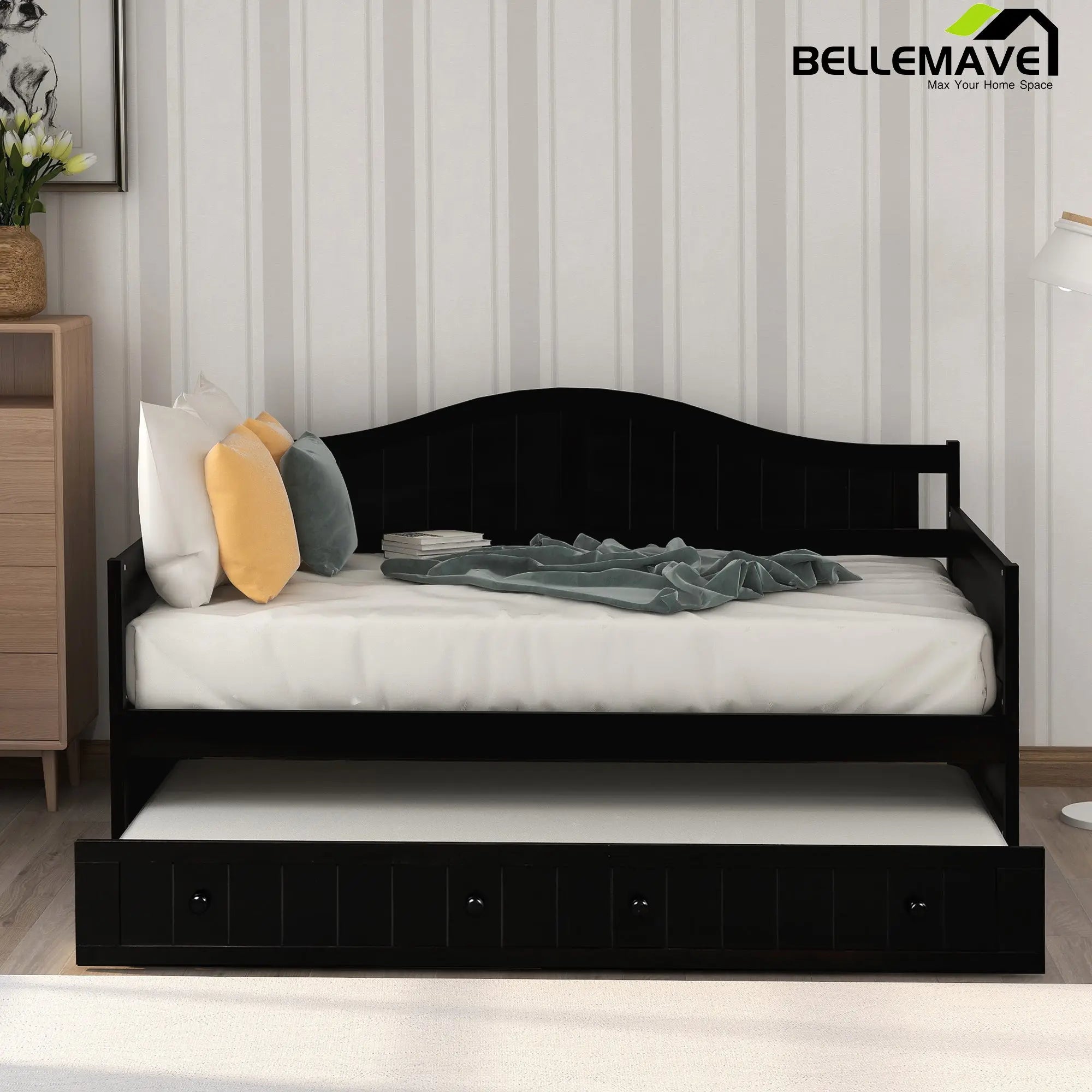 Bellemave® Twin Size Wooden Daybed with Trundle - Bellemave
